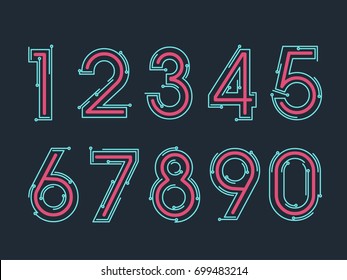 (Element) set of ten numbers form zero to nine, number flat design