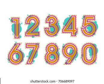 (Element) set of ten numbers form zero to nine, number flat design