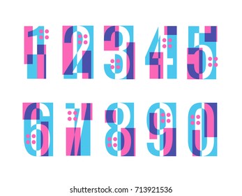 (Element) set of ten numbers form zero to nine, number flat design