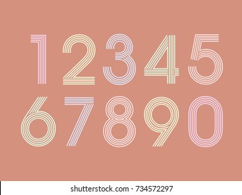 (Element) set of ten numbers form zero to nine, number flat design