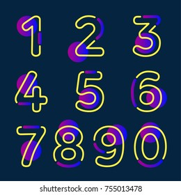 (Element) set of ten numbers form zero to nine, number flat design