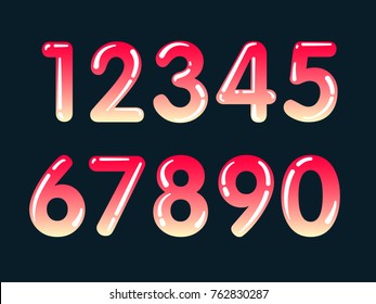 (Element) set of ten numbers form zero to nine, number flat design