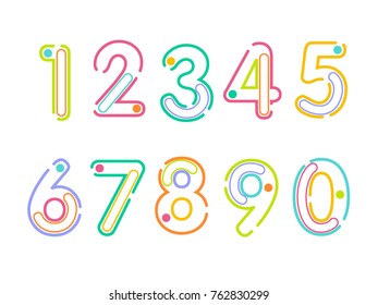 (Element) set of ten numbers form zero to nine, number flat design