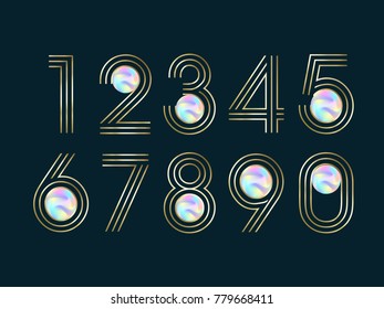 (Element) set of ten numbers form zero to nine, number flat design