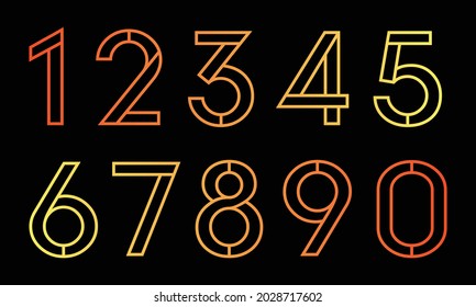 (Element) set of ten numbers from zero to nine, number flat design