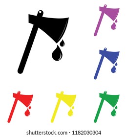Element of Silhouette bloody axe in multi colored icons. Premium quality graphic design icon. Simple icon for websites, web design, mobile app, info graphics on white background