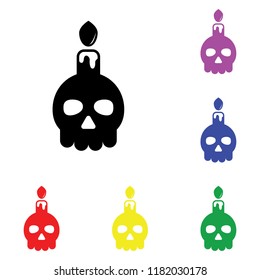 Element of Skull with candle in multi colored icons. Premium quality graphic design icon. Simple icon for websites, web design, mobile app, info graphics on white background