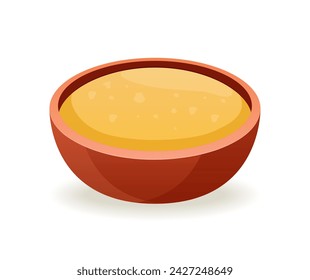 Element of Spanish cuisine. This illustration creatively combines intricate design elements and bold colors to depict a classic soup in a playful cartoon style. Vector illustration.
