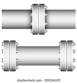 Element with straight pipe flanges on white bacground.