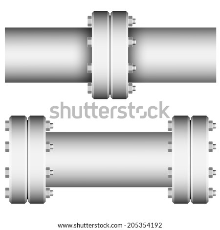 Element with straight pipe flanges on white bacground.