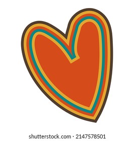 Element in the style of 1970s good vibes. Psychedelic fun element for design. Vector clipart in retro style. Use for printing, stickers, wallpaper, packaging, logos, decoration.