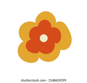 Element in the style of 1970s good vibes. Psychedelic fun element for design. Vector clipart in retro style. Use for printing, stickers, wallpaper, packaging, logos, decoration.