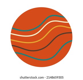 Element in the style of 1970s good vibes. Psychedelic fun element for design. Vector clipart in retro style. Use for printing, stickers, wallpaper, packaging, logos, decoration.