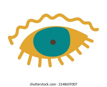 Element in the style of 1970s good vibes. Psychedelic fun element for design. Vector clipart in retro style. Use for printing, stickers, wallpaper, packaging, logos, decoration.
