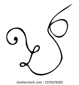 An element in the style of doodles on a white background. A line of a child's drawing. Simple initial logo design for a business or brand. Logo Template Vector Black Line