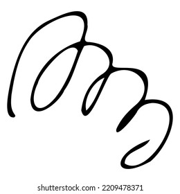An element in the style of doodles on a white background. A line of a child's drawing. Simple initial logo design for a business or brand. Logo Template Vector Black Line