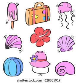 Element summer beach doodle style