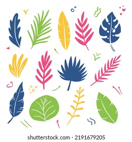 Element summer herbal leaves for template, design, wallpaper, print. Vector illustration