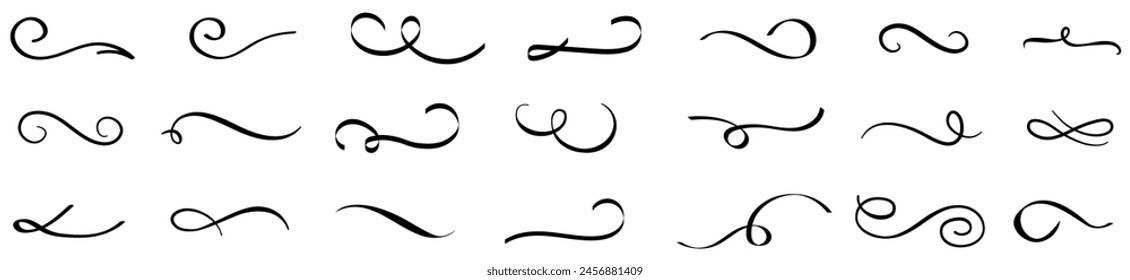  Сurly element swirl  icon collection.Calligraphic swirl icon set