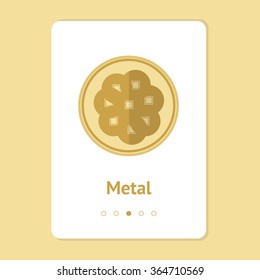 Element, symbol of feng shui in flat design: metal. Web design banner, layout. Concept