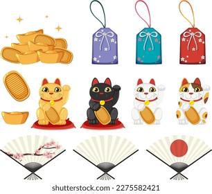 Element and symbol of Japanese culture illustration