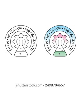 Element symbols around the circle. element symbols, test tube and wheel concept. science concept