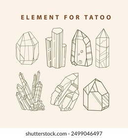 Símbolos de elemento Vector de arte de línea para tatuajes