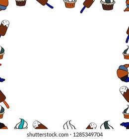 Element template. Frame doodle. Vector illustration. Picture in brown, black and white colors. Seamless.