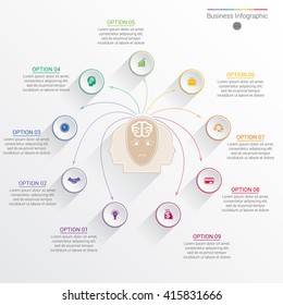 Element for template infographic business concept with nine options, parts, or processes.