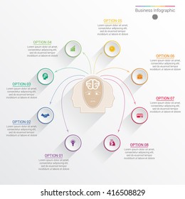 Element for template infographic business concept with eight options, parts, or processes.