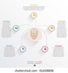 Element for template infographic business concept with five options, parts, or processes.