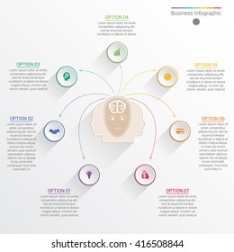Element for template infographic business concept with seven options, parts, or processes.