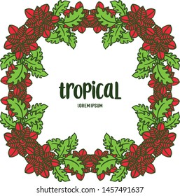 Element template tropical with crowd of leaf wreath frame. Vector