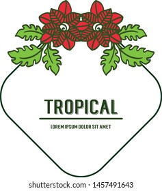Element template tropical with crowd of leaf wreath frame. Vector