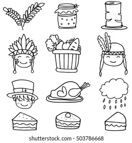 Element thanksgiving set on doodles vector art