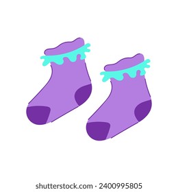 element toddler socks cartoon. match drawing, fun shower, line kids element toddler socks sign. isolated symbol vector illustration
