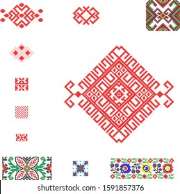 Element traditional Romanian folk art knitted embroidery pattern svg