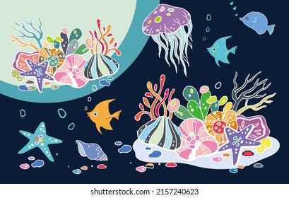 Element of under the sea art vector for card, decoration, illustration