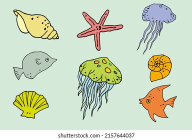 Element of under the sea art vector for card, illustration, decoration