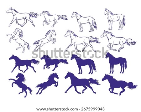 Element vector line and shape of horse.