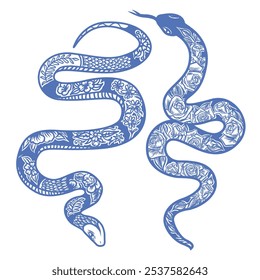 Vetor de elemento conjunto de cobras zentangle 