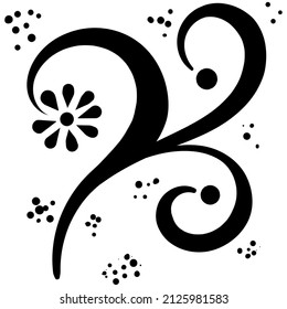 Element vector Swirl black and white. Pretty little flower.
