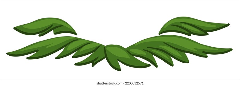 Element. A vignette of their leaves. Grass under the egg. Illustration.