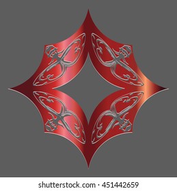element vintage embossed decoration element geometric shapes on a gray background
