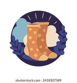 An element of warm socks for a sweet night. Graphic element in the flat style, vector illustration