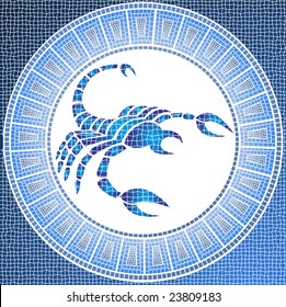 Element water: scorpio zodiac sign on a mosaic
