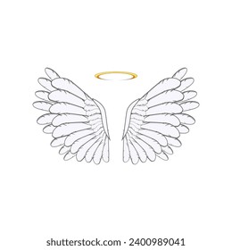 element wing angel cartoon. shape tattoo, silhouette decoration, freedom symbol element wing angel sign. isolated symbol vector illustration