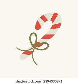 Element of winter set in flat cartoon design. Enchanting Christmas vibe on this illustration, where vibrant and colorful candy add a sweet touch to the festive atmosphere. Vector illustration.