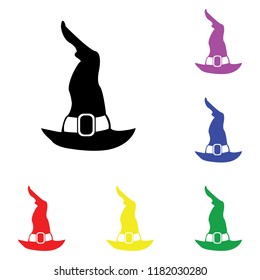 Element of witch hat for Halloween in multi colored icons. Premium quality graphic design icon. Simple icon for websites, web design, mobile app, info graphics on white background