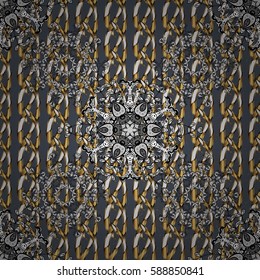 Element woodcarving. Patina. Small depth of field. Pattern on gray background with golden elements. Carving. Furniture in classic style. Luxury furniture. Gray backdrop with gold trim.
